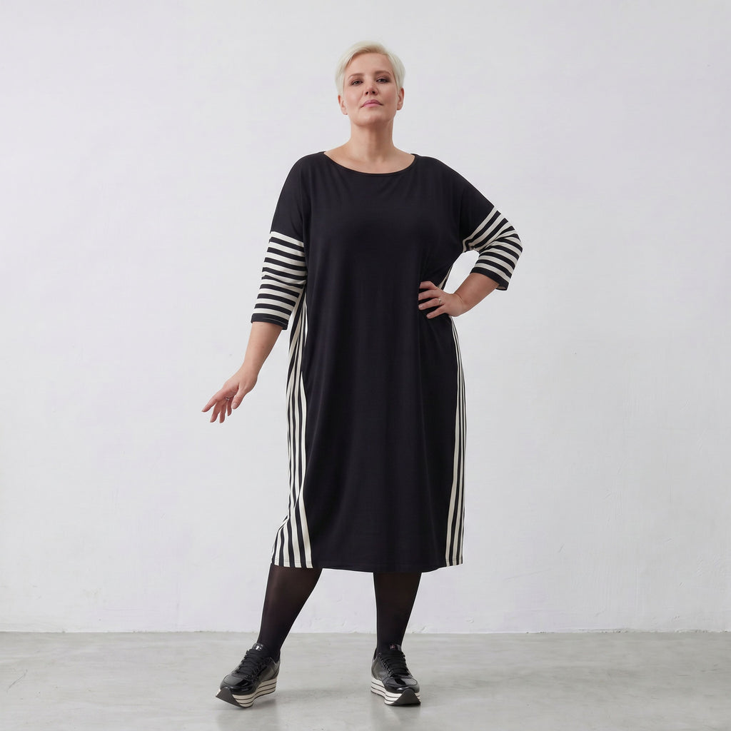 AKH Fashion Kleid 6905 Coco, Ecru/Schwarz