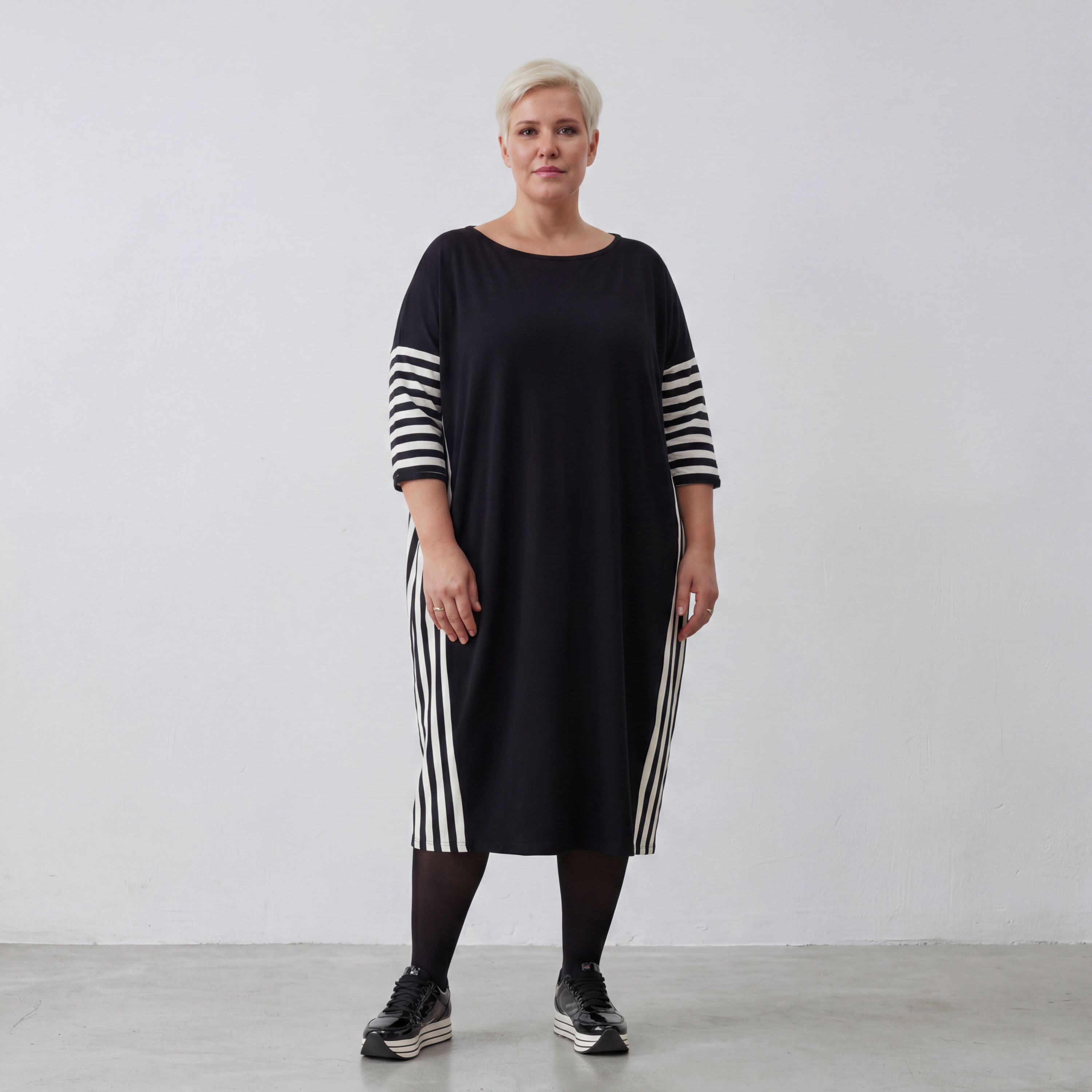 AKH Fashion Kleid 6905 Coco, Ecru/Schwarz