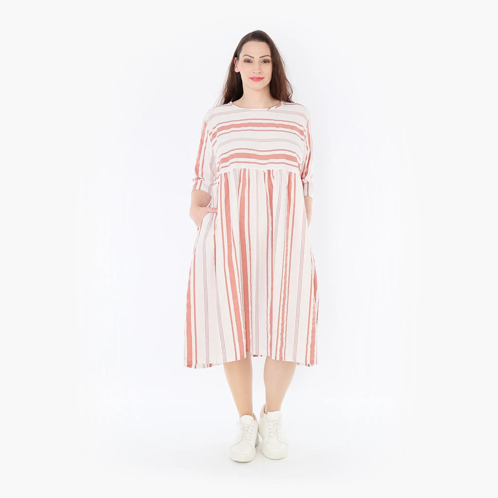 AKH 6698 Dress, White-Apricot