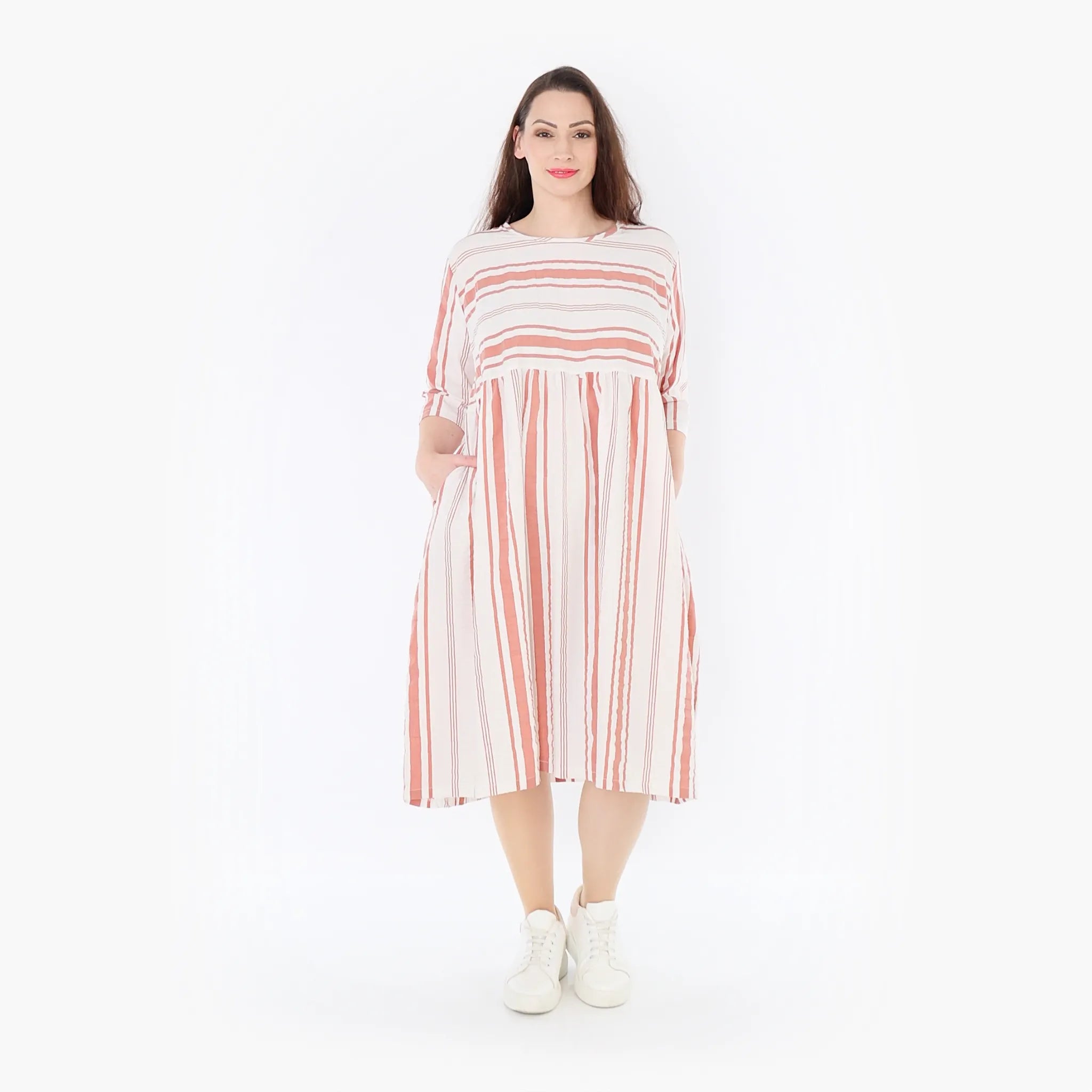 AKH 6698 Dress, White-Apricot