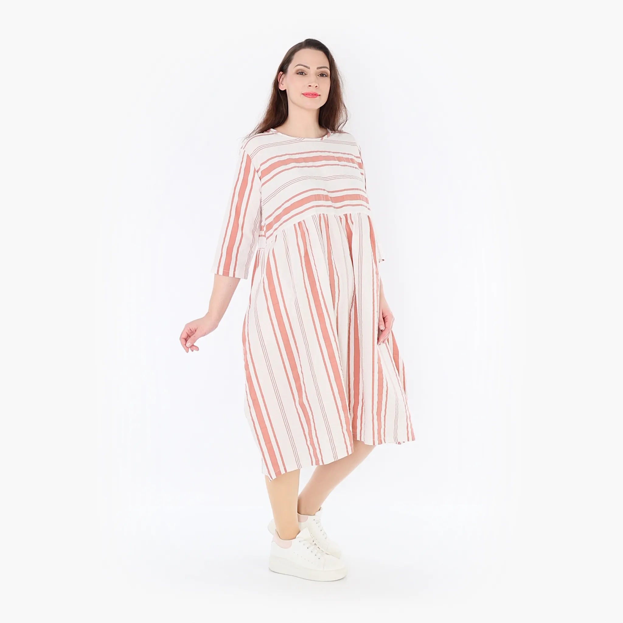 AKH 6698 Dress, White-Apricot