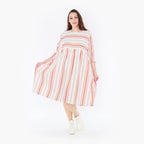 AKH 6698 Dress, White-Apricot
