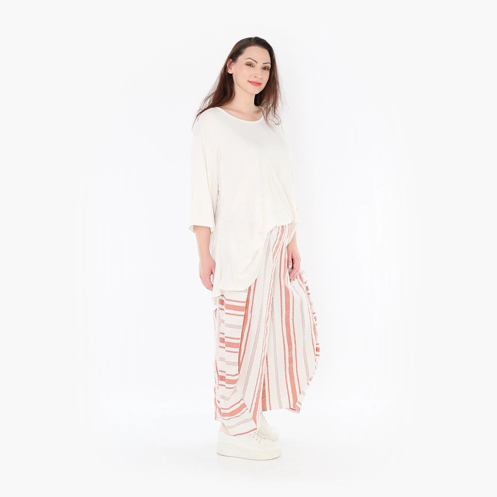AKH 8069 Trousers, White-Apricot