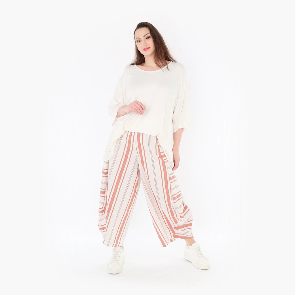 AKH 8069 Trousers, White-Apricot