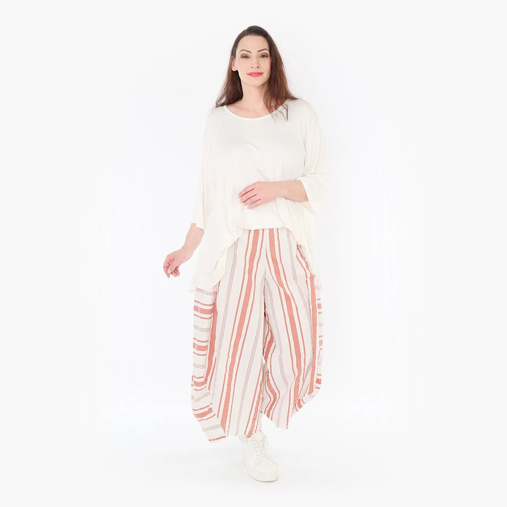 AKH 8069 Trousers, White-Apricot