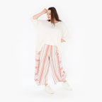AKH 8069 Trousers, White-Apricot