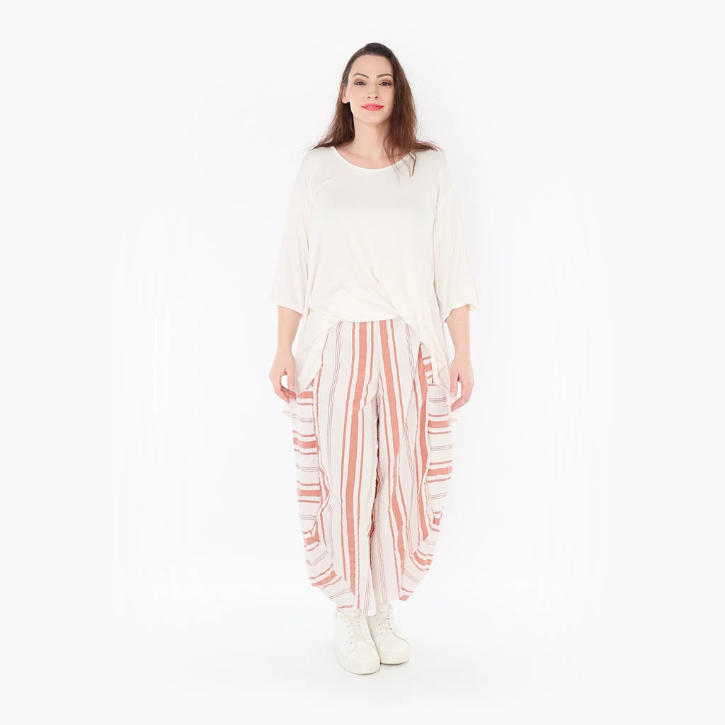 AKH 8069 Trousers, White-Apricot