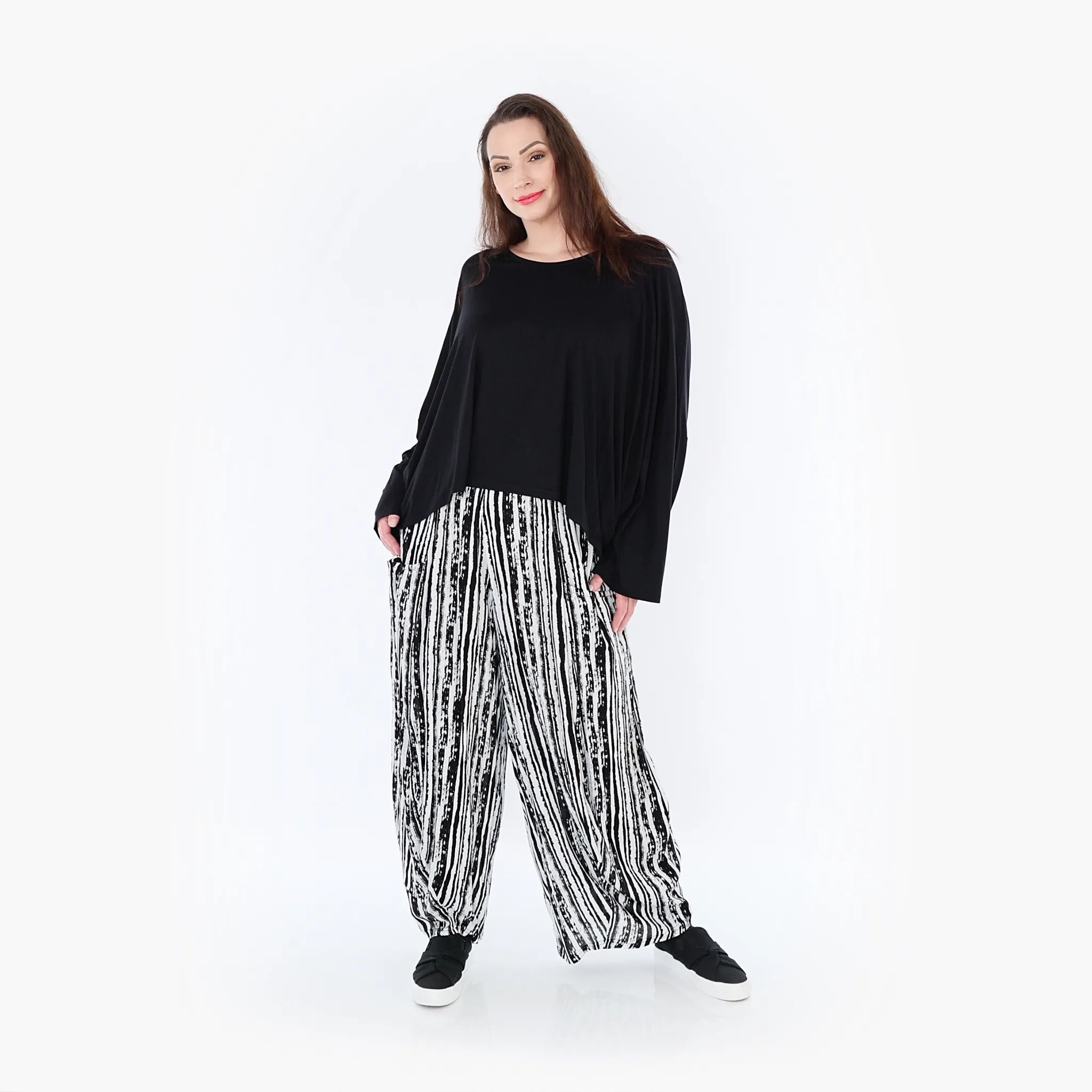 Pantalon AKH 8069, noir et blanc
