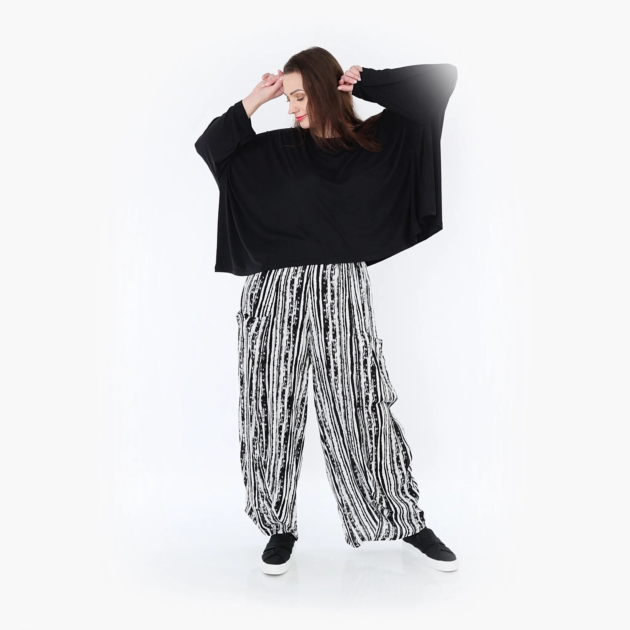 Pantalon AKH 8069, noir et blanc