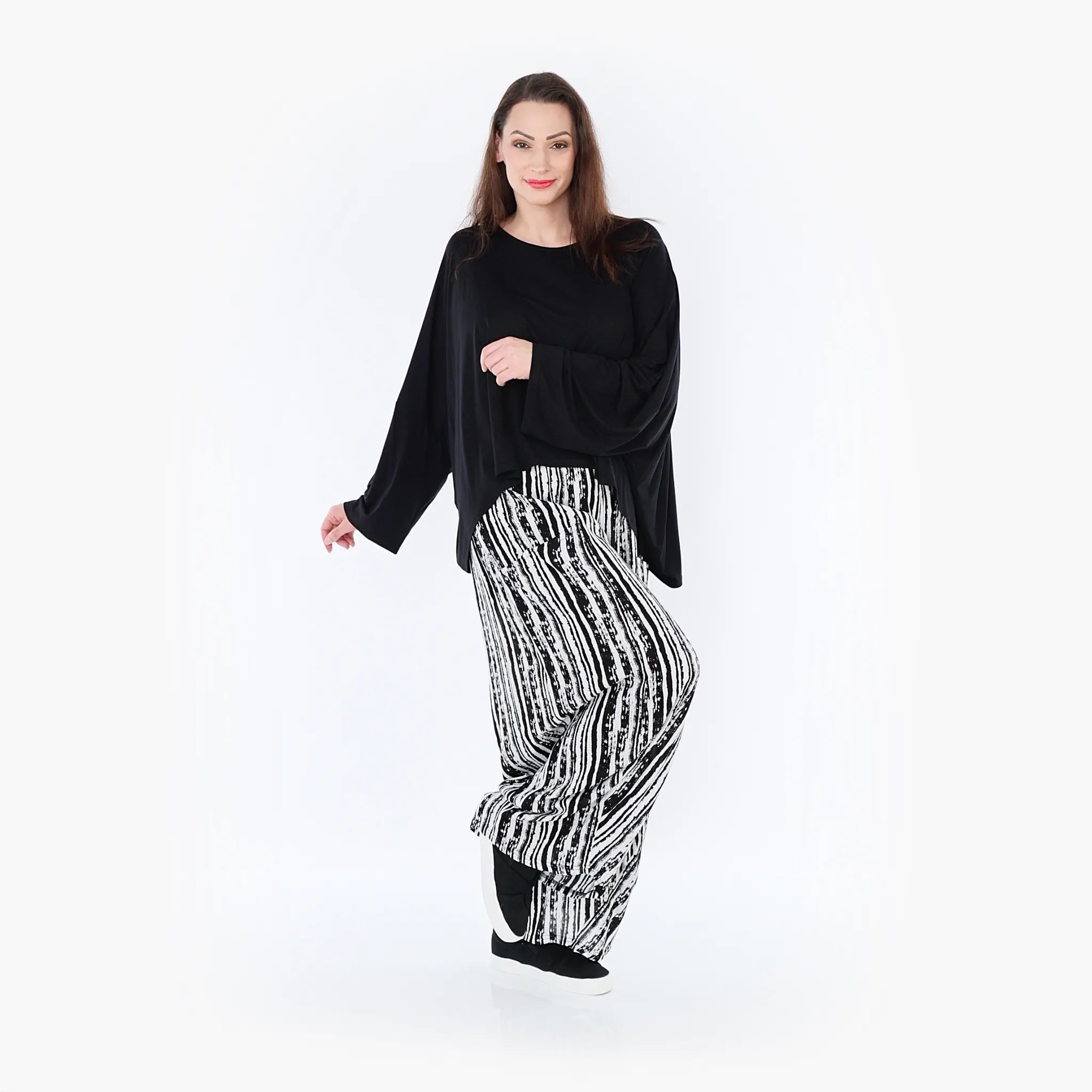 Pantalon AKH 8069, noir et blanc