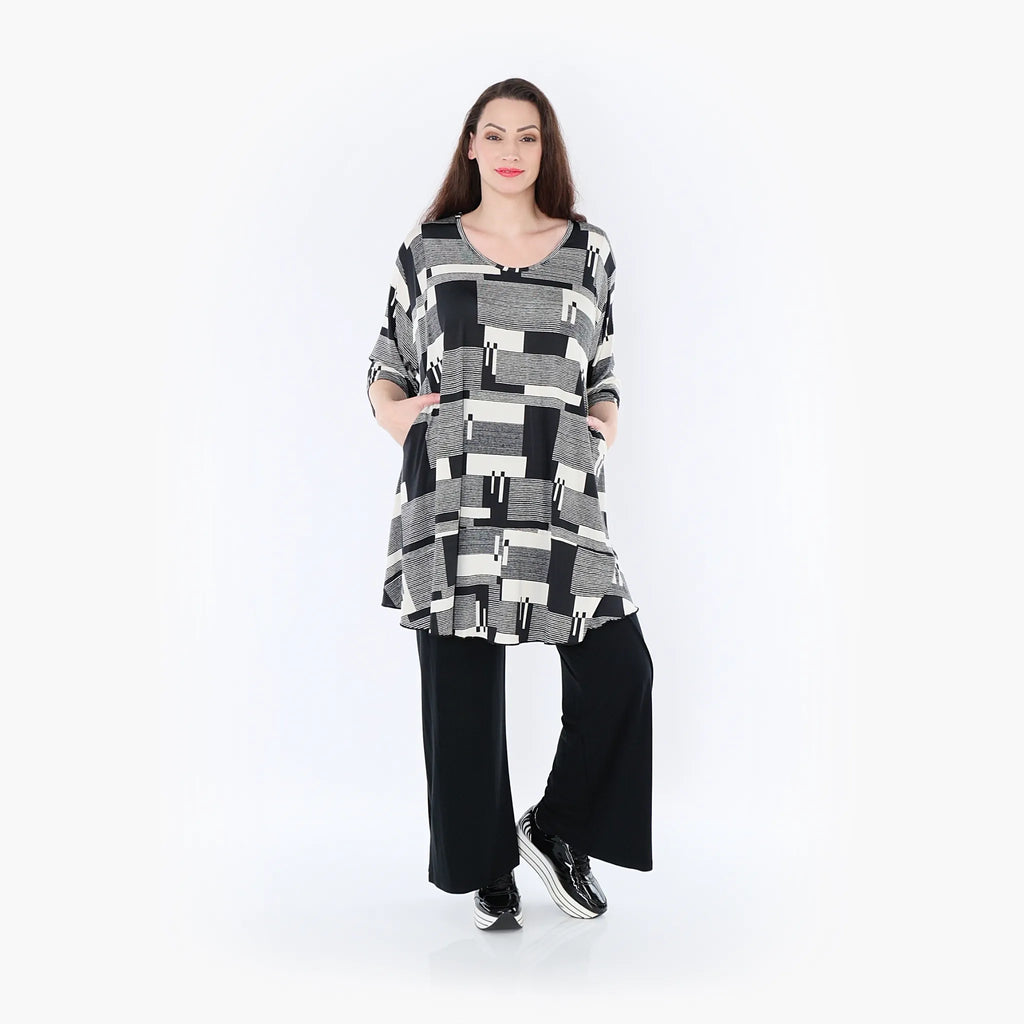 AKH Fashion Shirt 592 Susan, Schwarz/Ecru