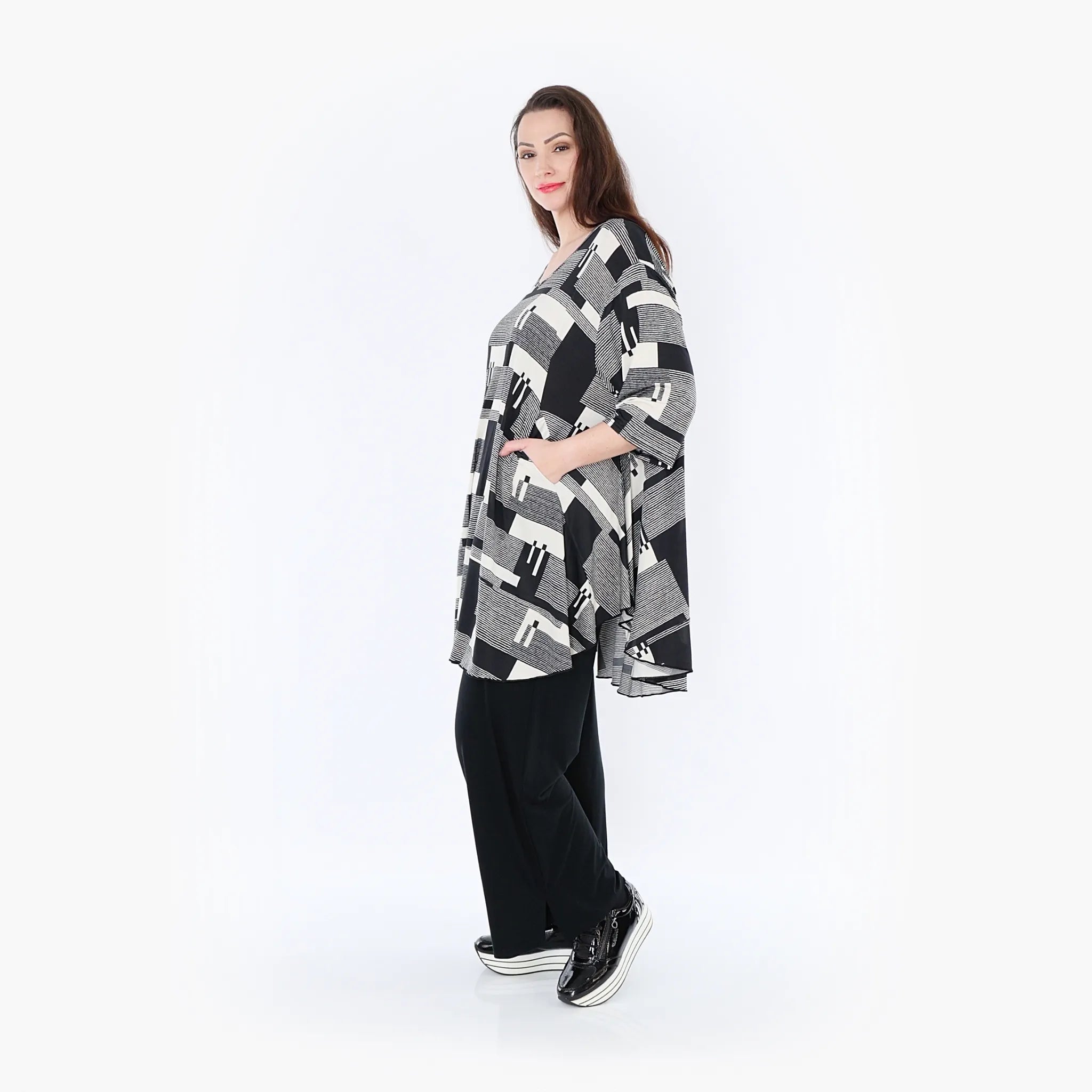 AKH Fashion Shirt 592 Susan, Schwarz/Ecru