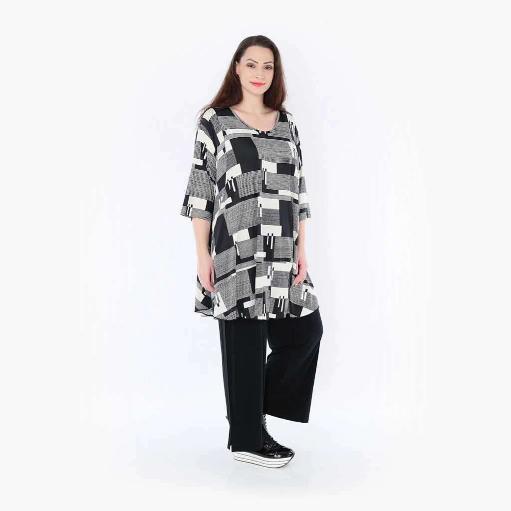 AKH Fashion Shirt 592 Susan, Schwarz/Ecru