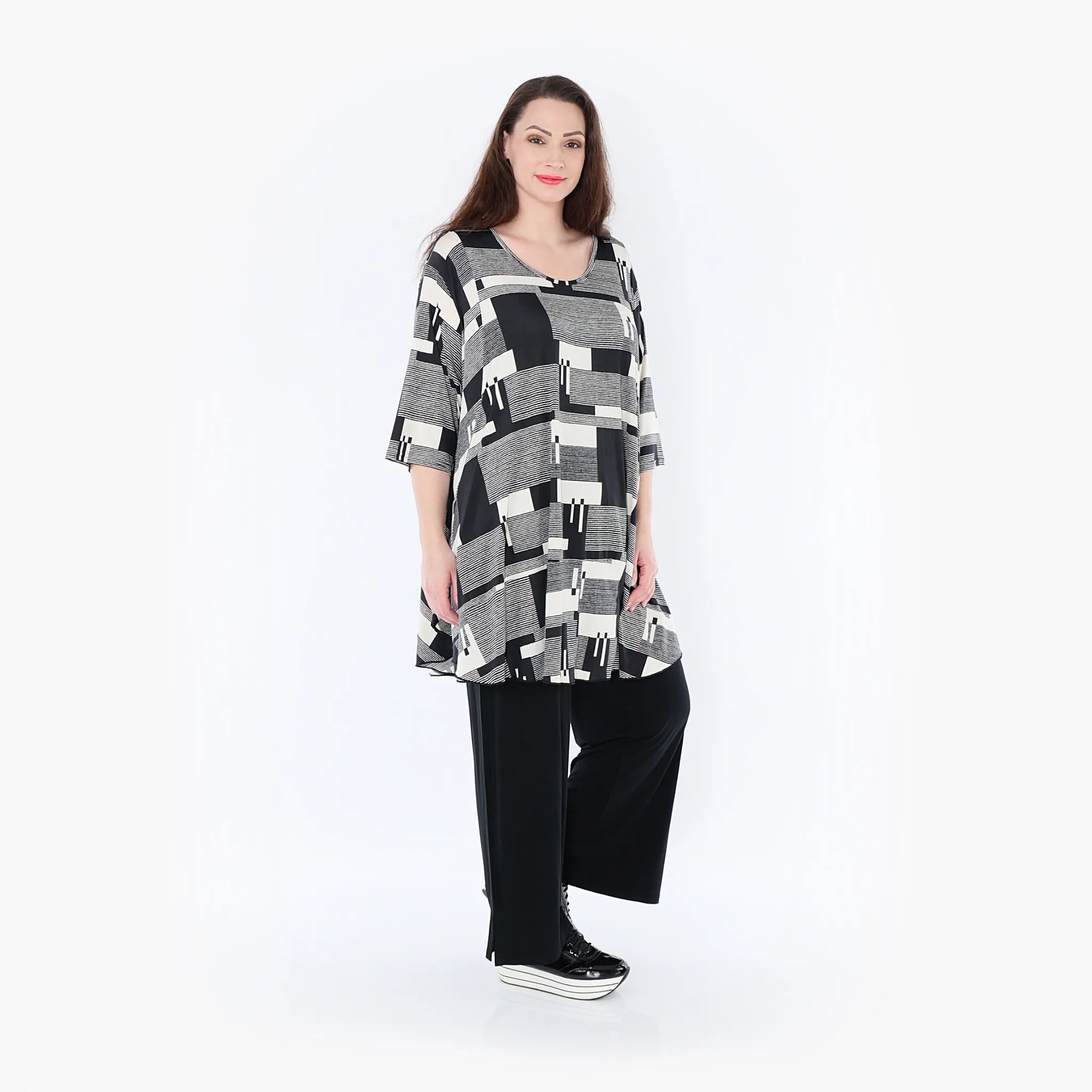 AKH Fashion Shirt 592 Susan, Schwarz/Ecru