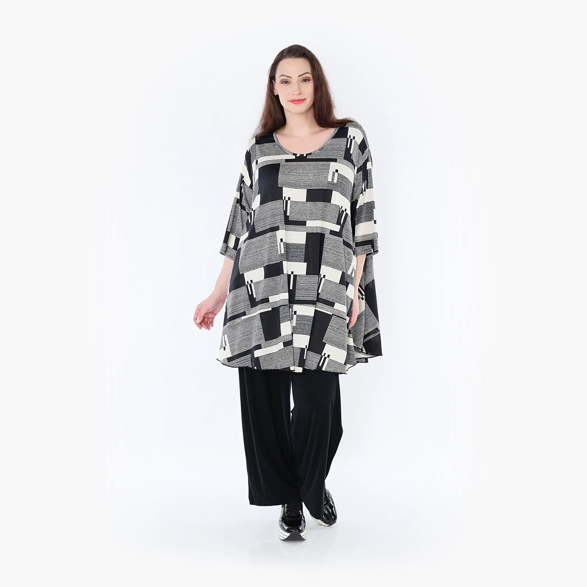 AKH Fashion Shirt 592 Susan, Schwarz/Ecru