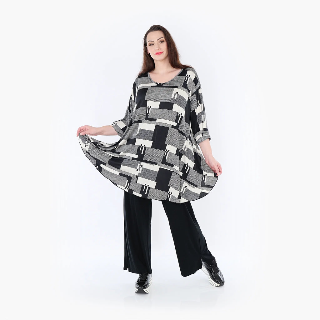 AKH Fashion Shirt 592 Susan, Schwarz/Ecru