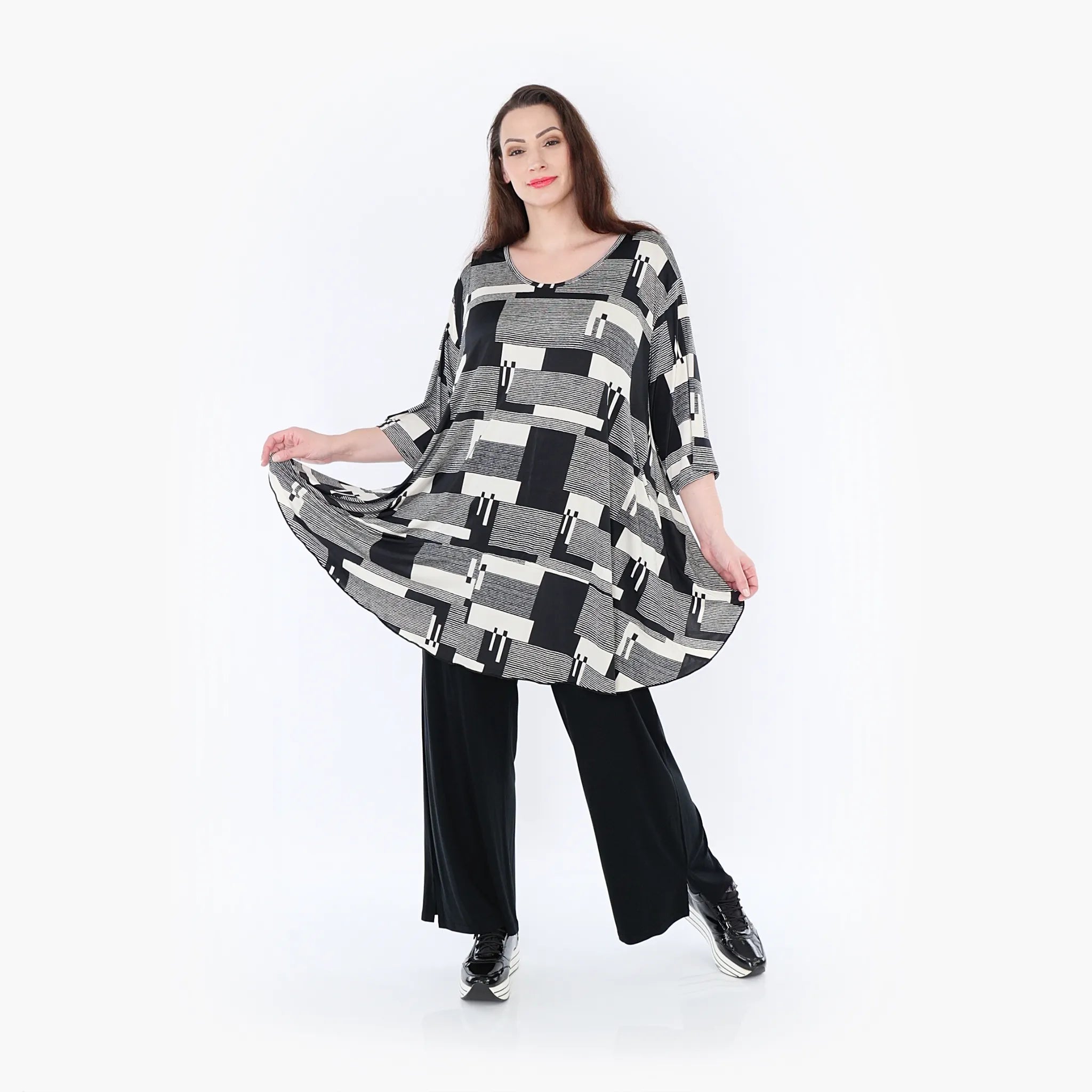 AKH Fashion Shirt 592 Susan, Schwarz/Ecru