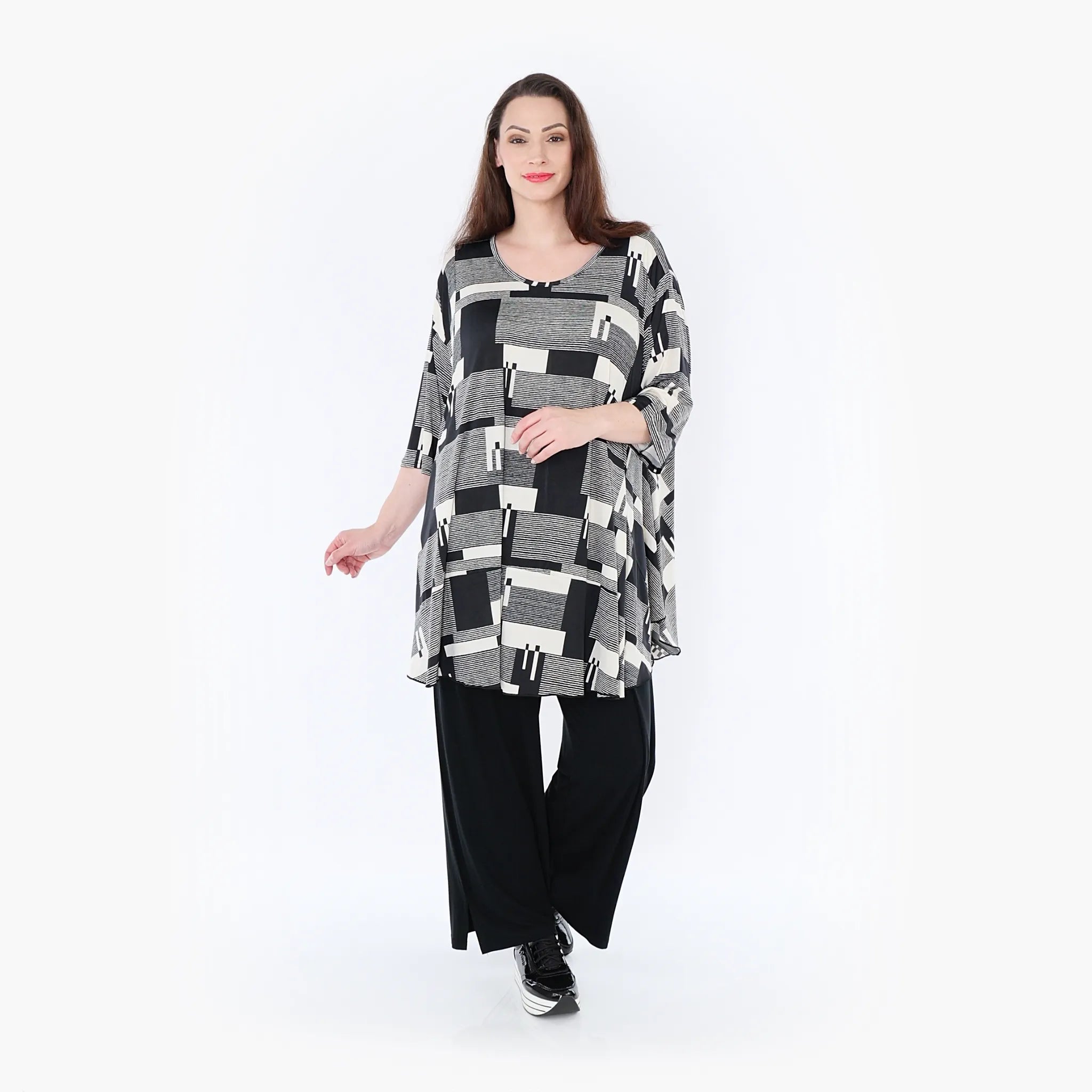 AKH Fashion Shirt 592 Susan, Schwarz/Ecru