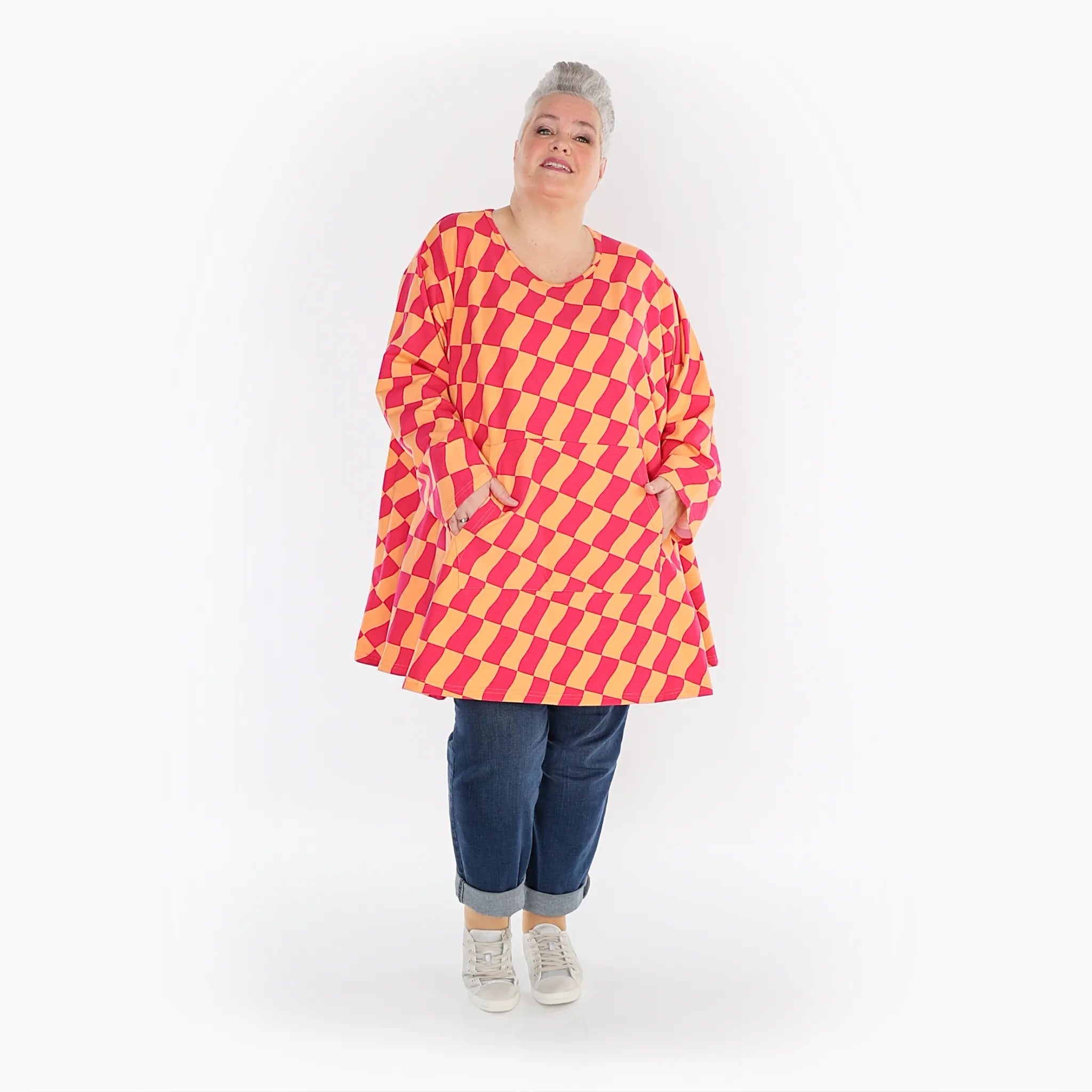 AKH 6708 Big Shirt, Coral-Fuchsia