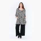 Chemise grande taille AKH 1019, noir-écru