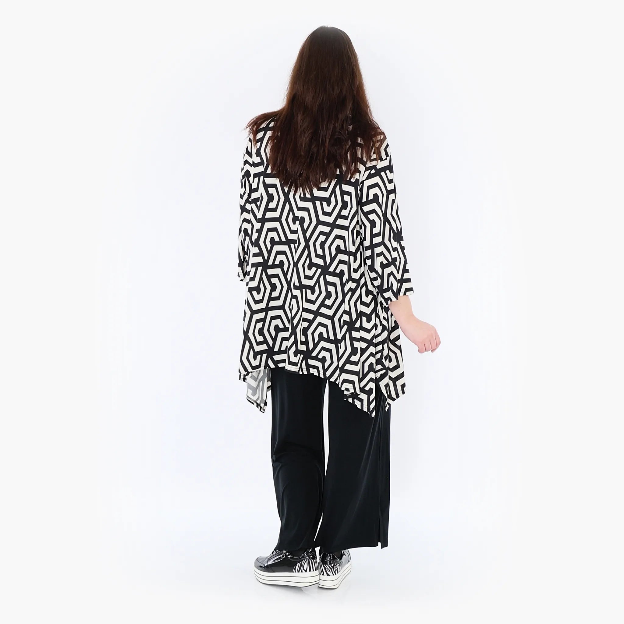 Chemise grande taille AKH 1019, noir-écru