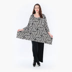 Chemise grande taille AKH 1019, noir-écru
