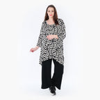 Chemise grande taille AKH 1019, noir-écru
