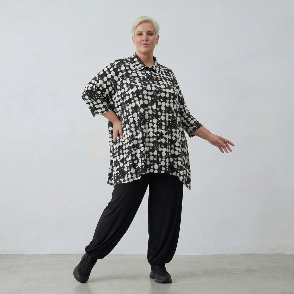 AKH Fashion Shirt 1019 Ariah, Schwarz/Weiß