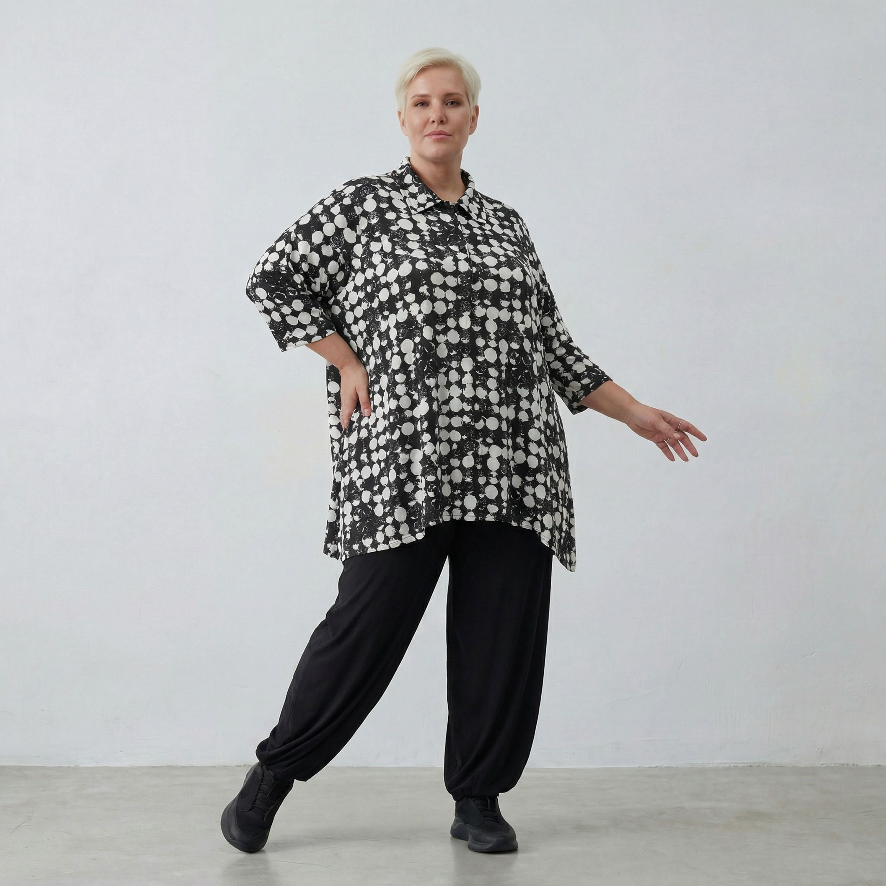 AKH Fashion Shirt 1019 Ariah, Schwarz/Weiß