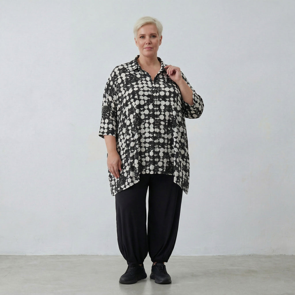 AKH Fashion Shirt 1019 Ariah, Schwarz/Weiß