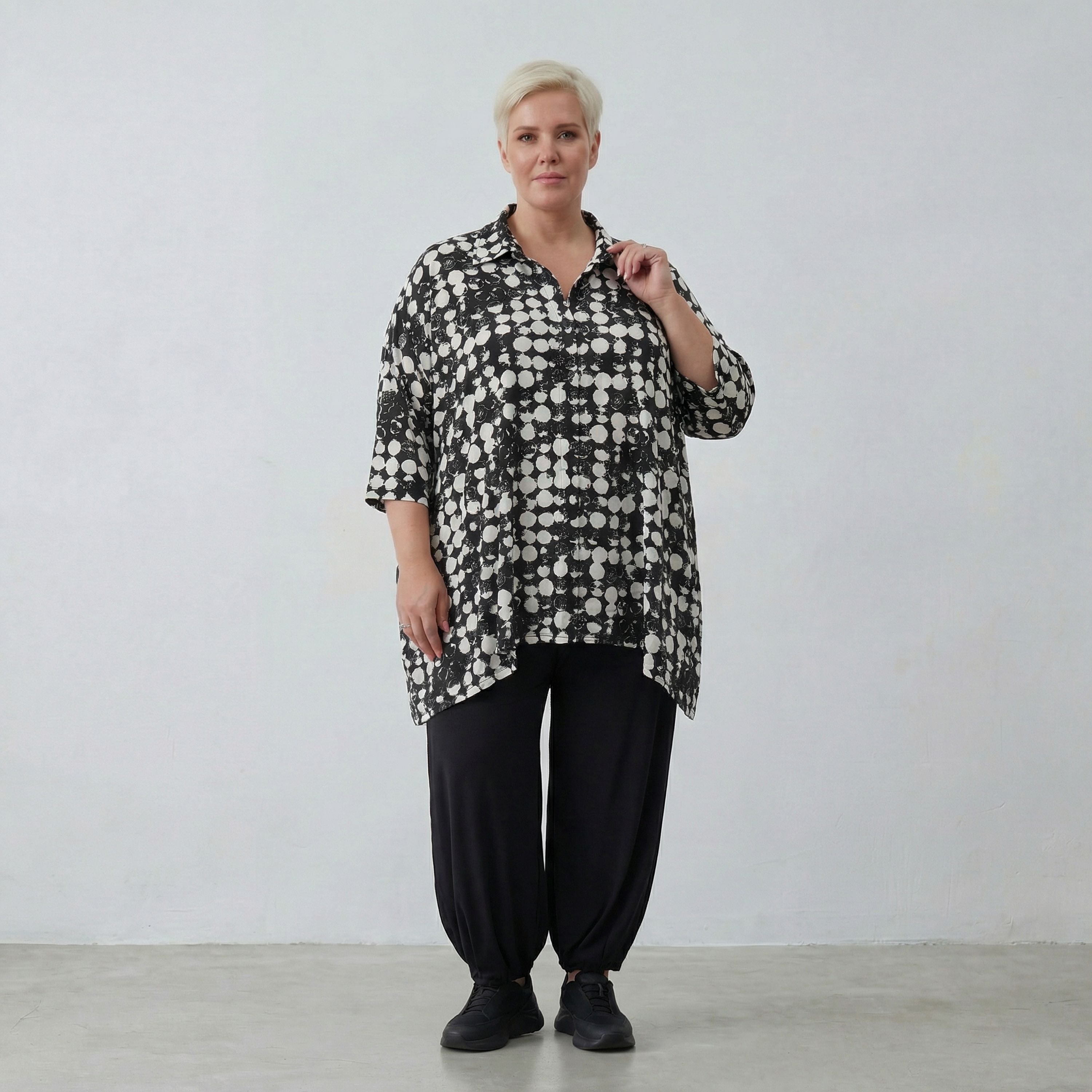 AKH Fashion Shirt 1019 Ariah, Schwarz/Weiß
