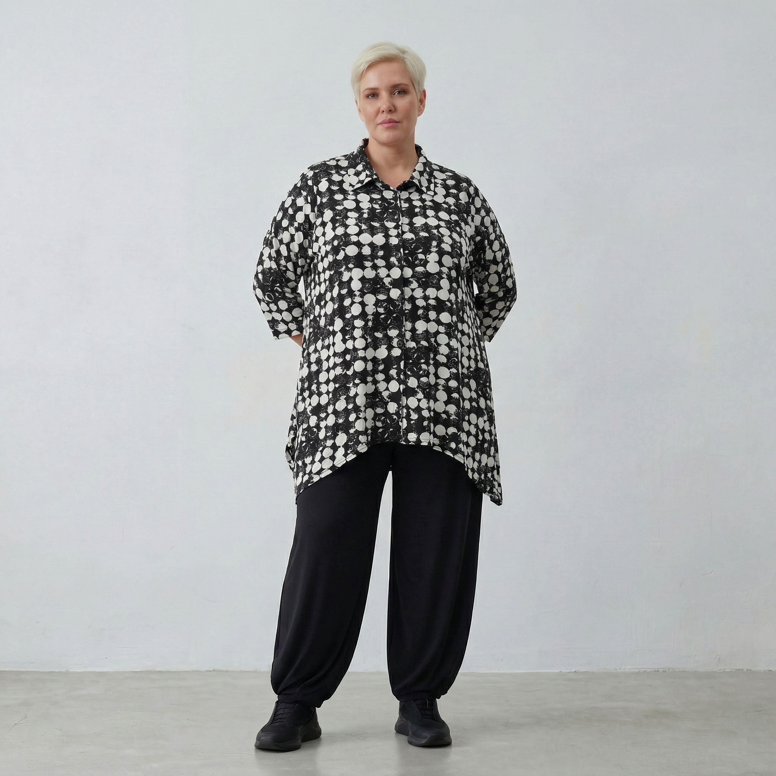 AKH Fashion Shirt 1019 Ariah, Schwarz/Weiß