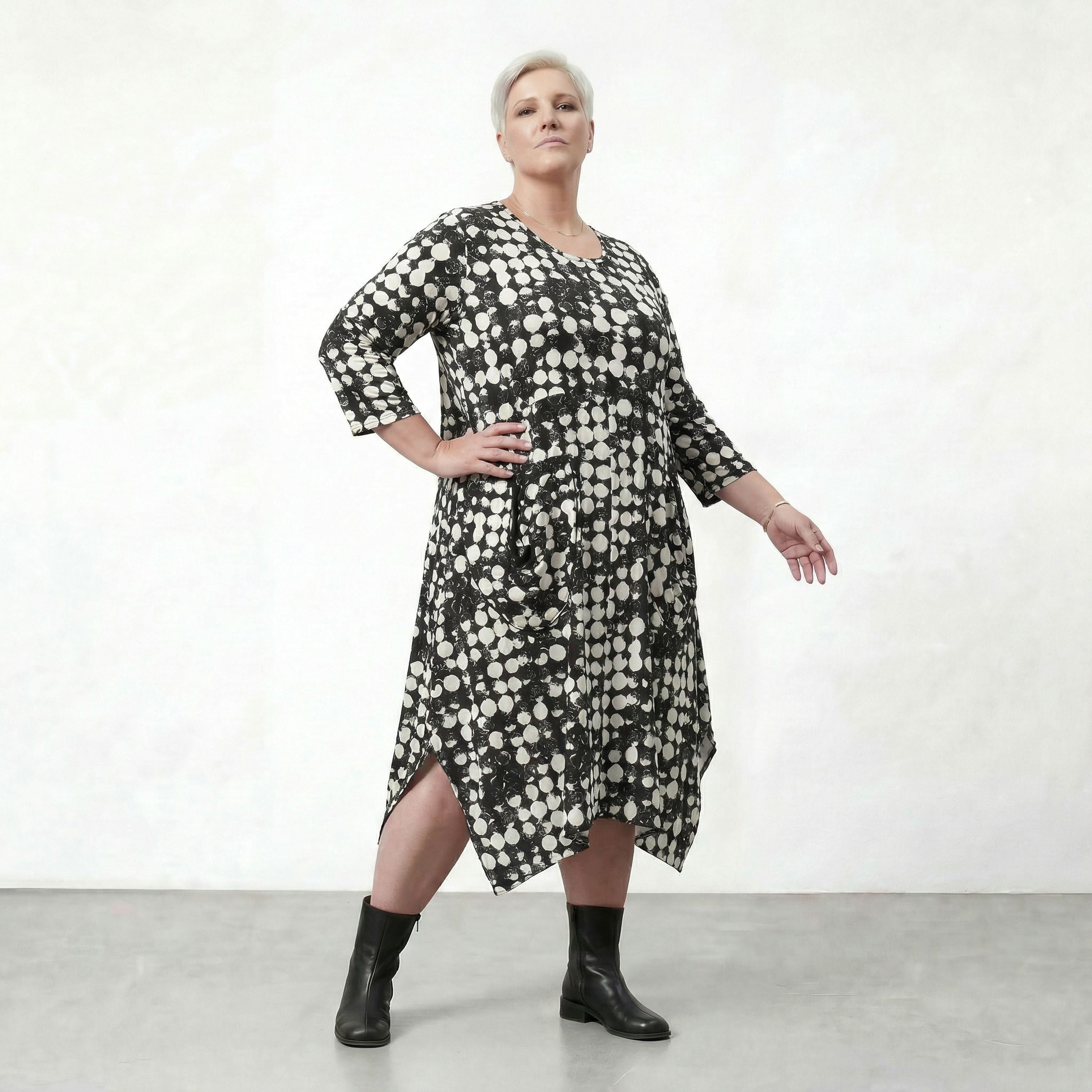 AKH Fashion Kleid 6025 Ariah, Schwarz/Weiß