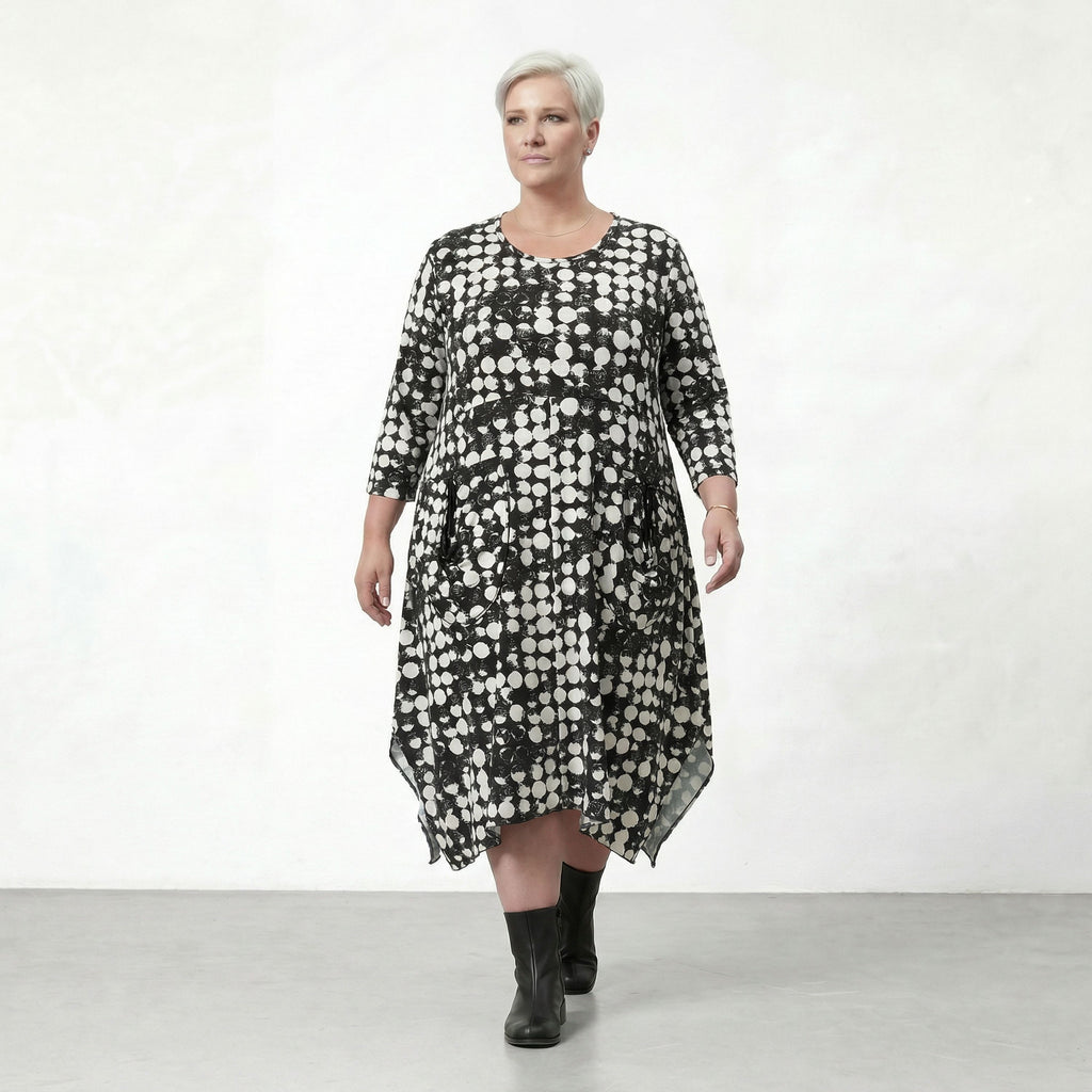 AKH Fashion Kleid 6025 Ariah, Schwarz/Weiß