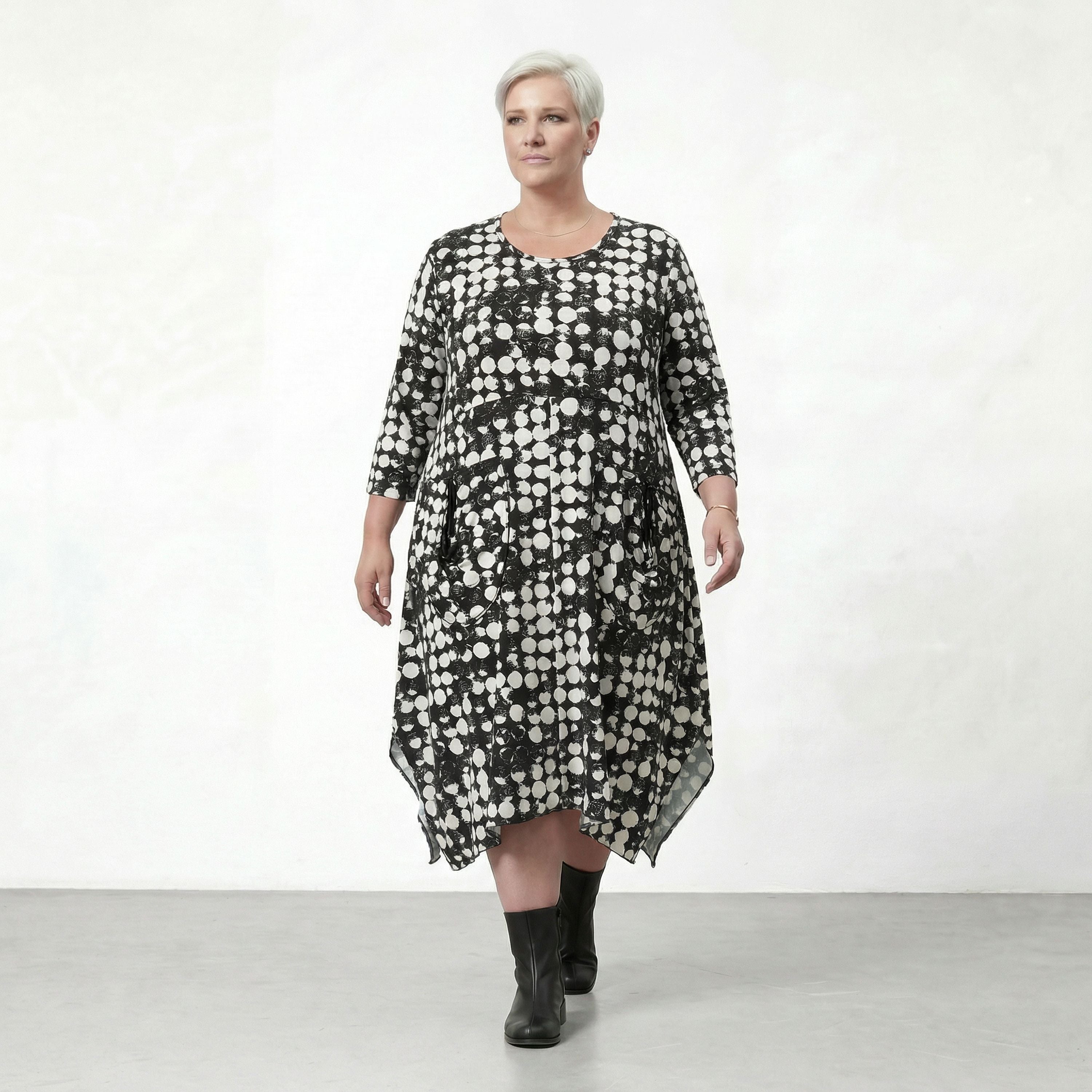AKH Fashion Kleid 6025 Ariah, Schwarz/Weiß