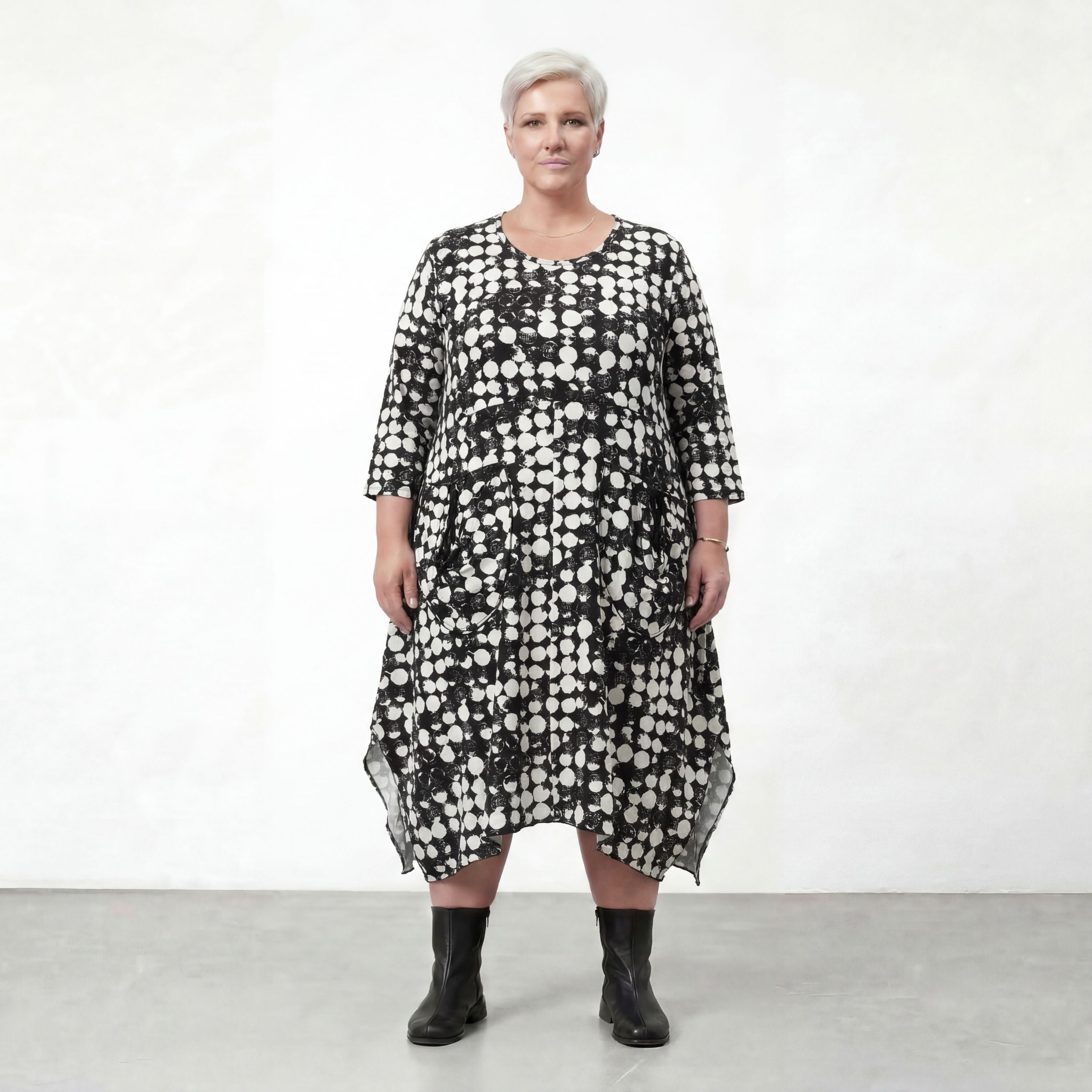 AKH Fashion Kleid 6025 Ariah, Schwarz/Weiß