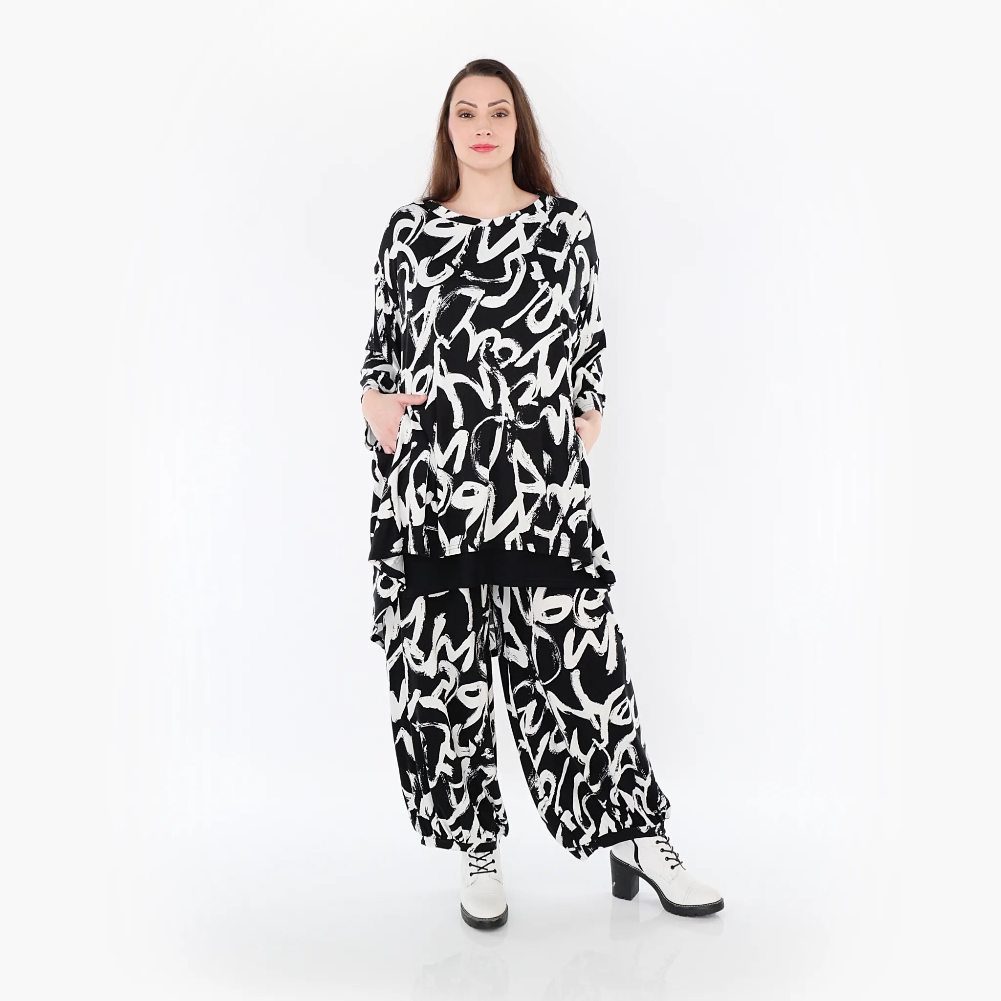 AKH Fashion Shirt 7028 Tamia, Schwarz/Weiß