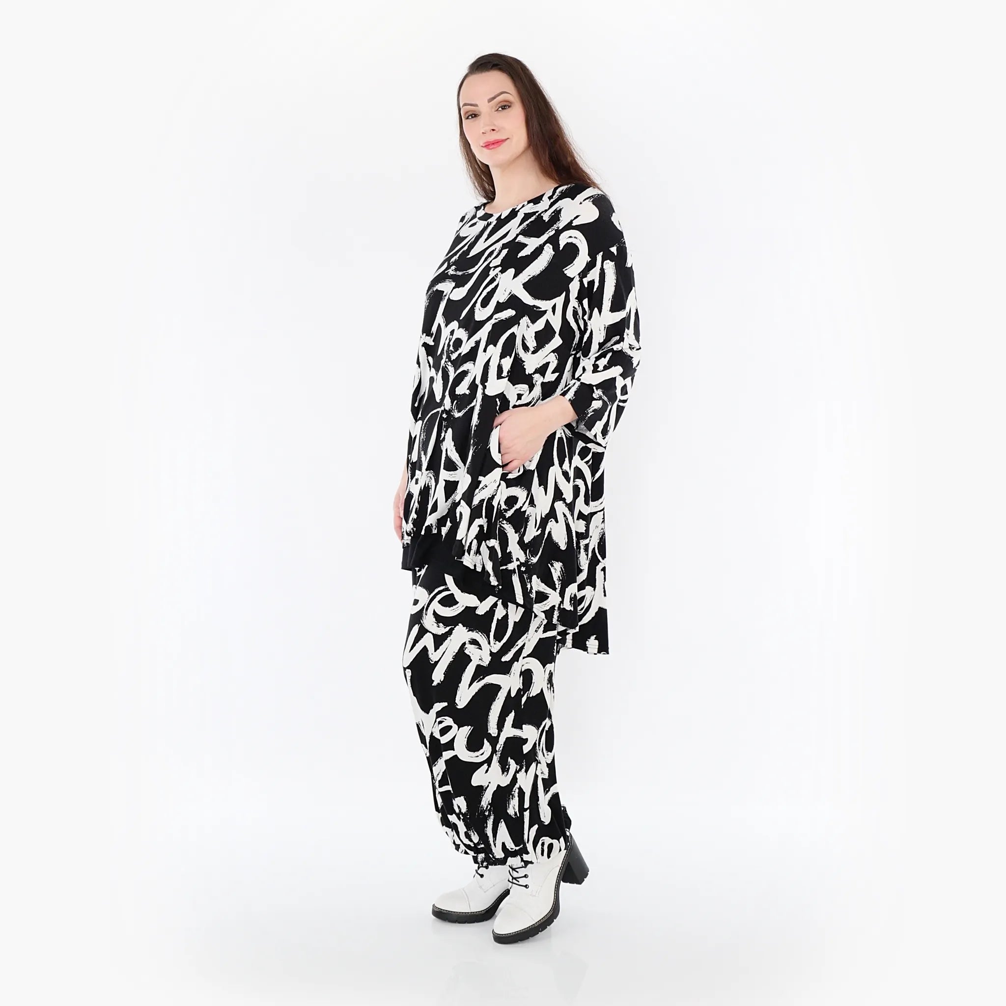 AKH Fashion Shirt 7028 Tamia, Schwarz/Weiß