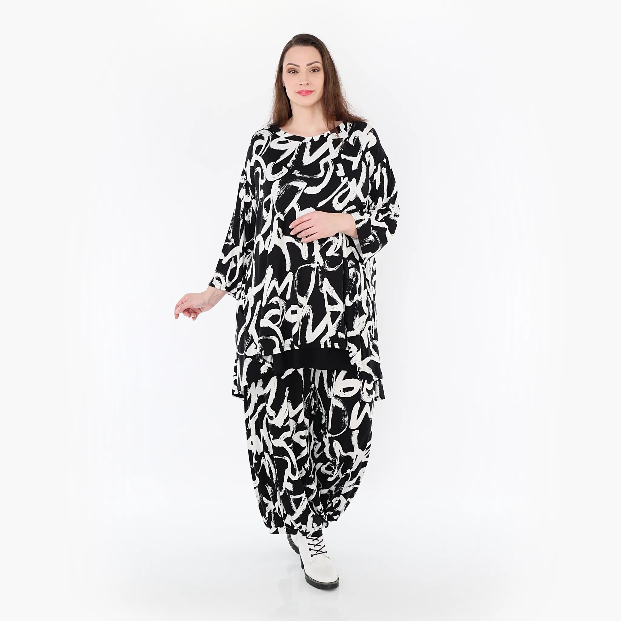 AKH Fashion Shirt 7028 Tamia, Schwarz/Weiß