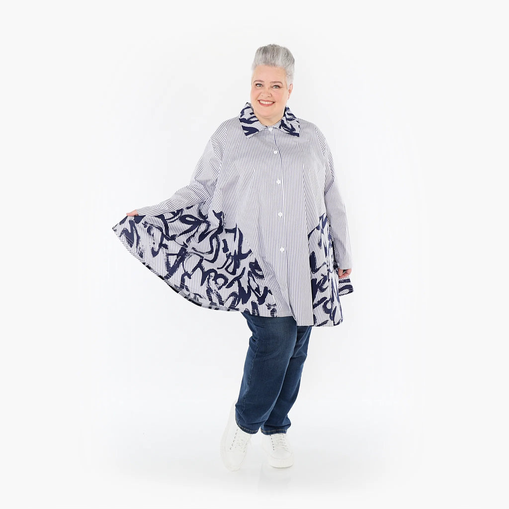 AKH Fashion Bluse 6795 Claire, Weiß/Blau