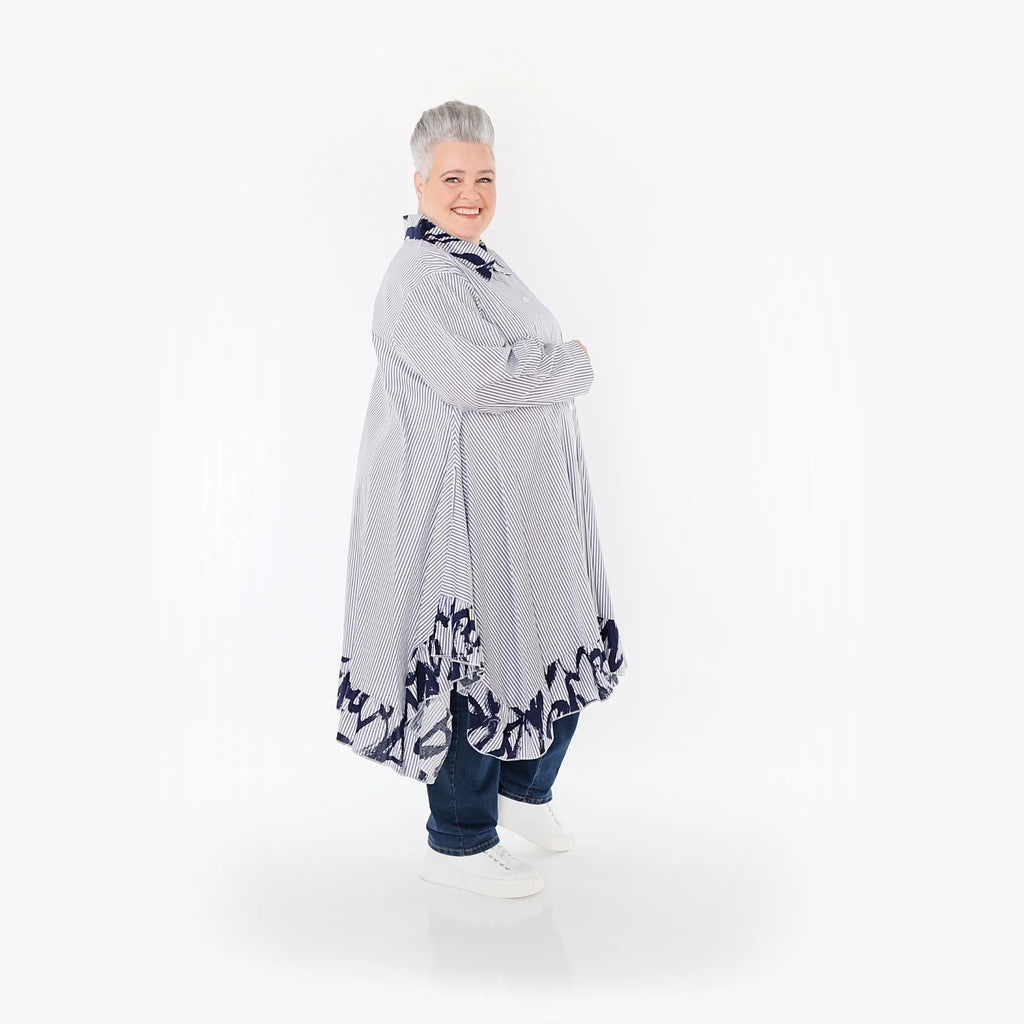 Chemisier AKH 6917, blanc-bleu