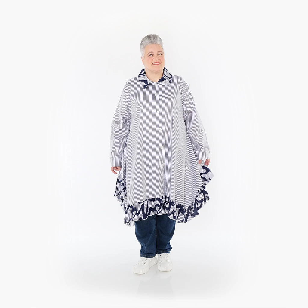 Chemisier AKH 6917, blanc-bleu