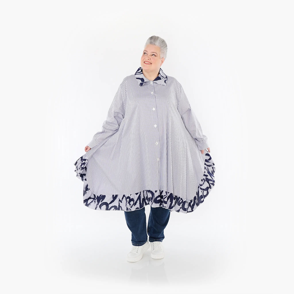 Chemisier AKH 6917, blanc-bleu