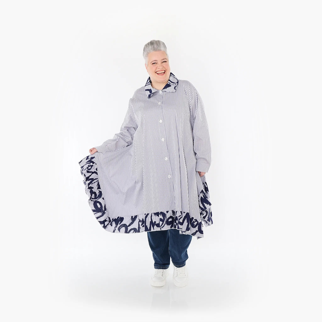 Chemisier AKH 6917, blanc-bleu