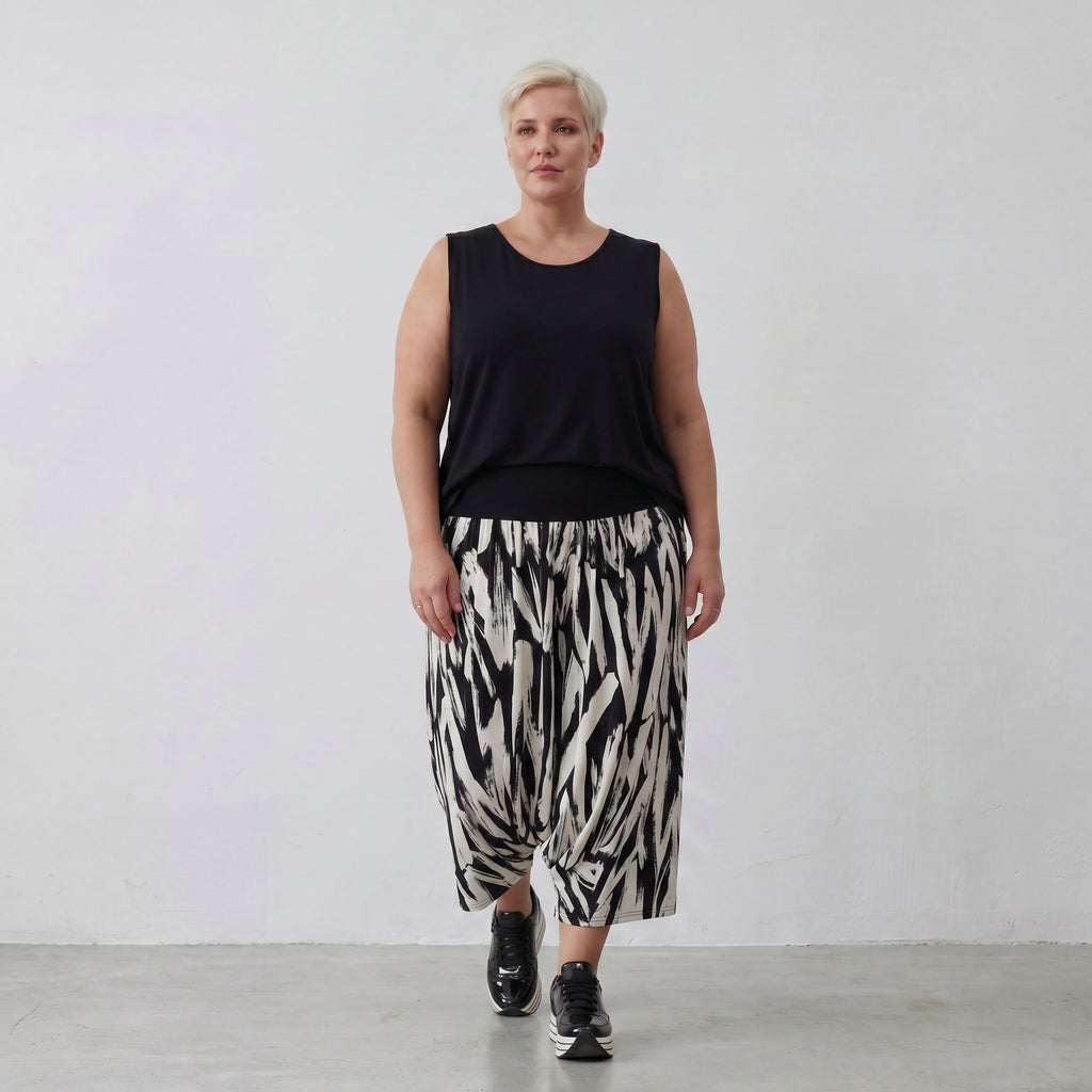 AKH Fashion Hose 6944 Donna, Weiß/Schwarz