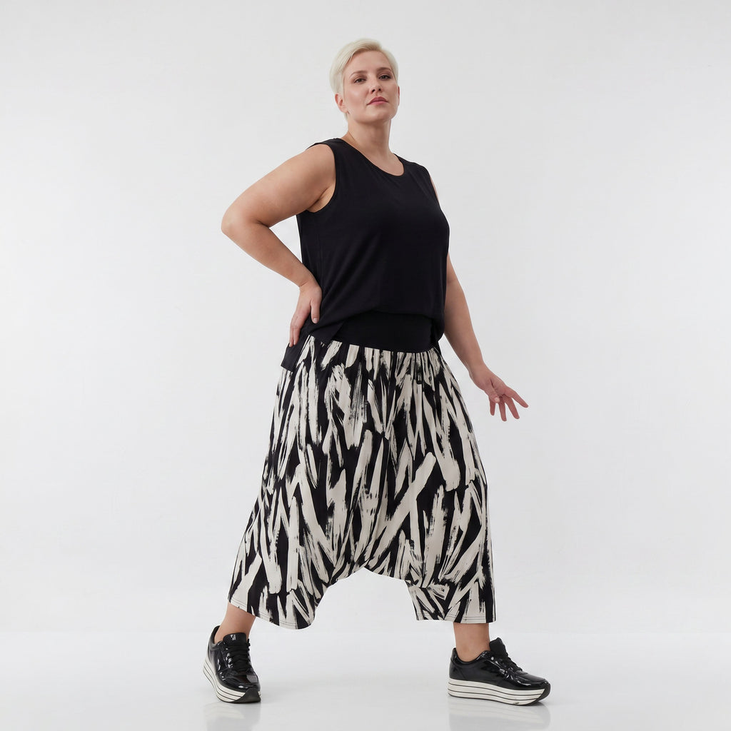AKH Fashion Hose 6944 Donna, Weiß/Schwarz