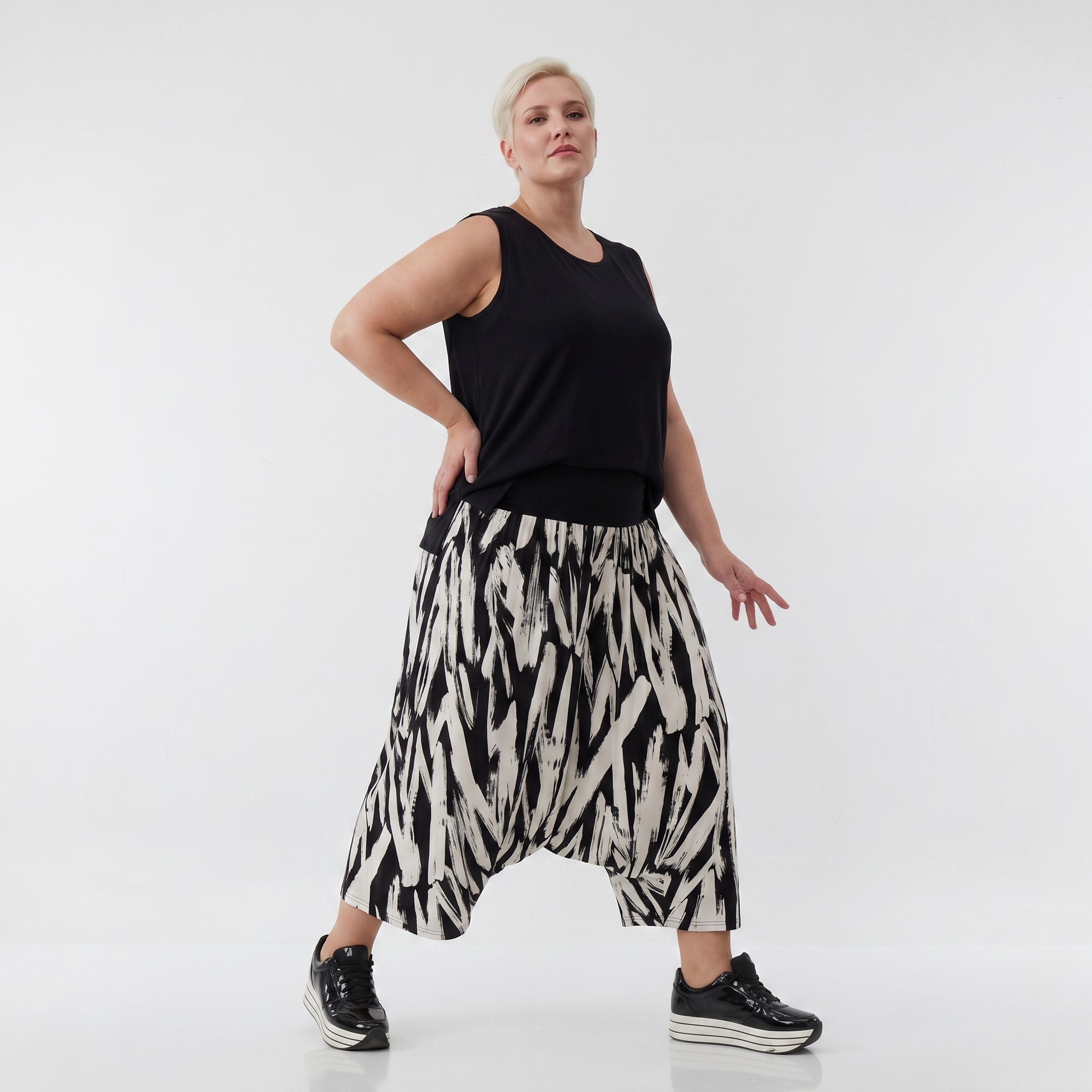 AKH Fashion Hose 6944 Donna, Weiß/Schwarz