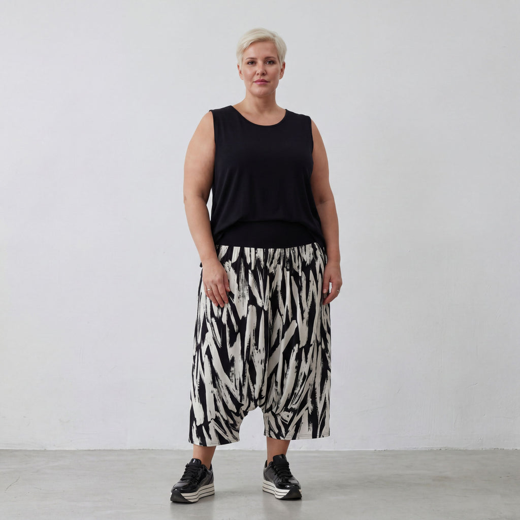 AKH Fashion Hose 6944 Donna, Weiß/Schwarz