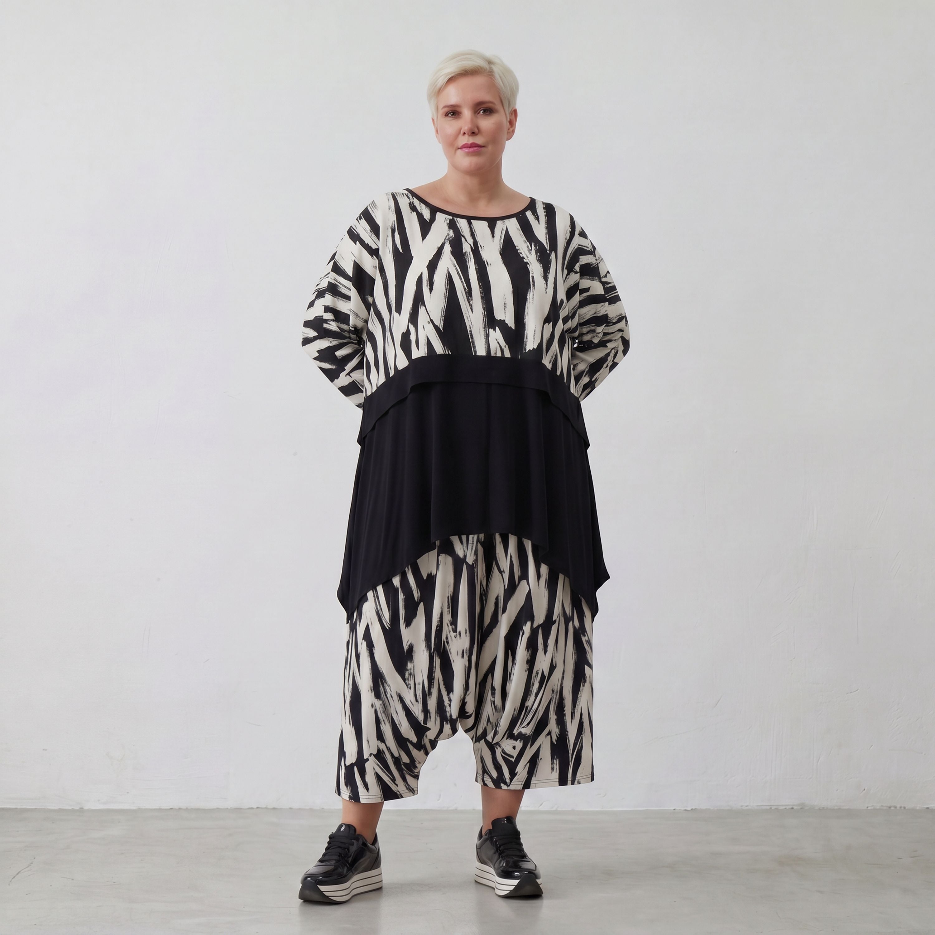 AKH Fashion Überwurf 7011 Donna, Weiß/Schwarz