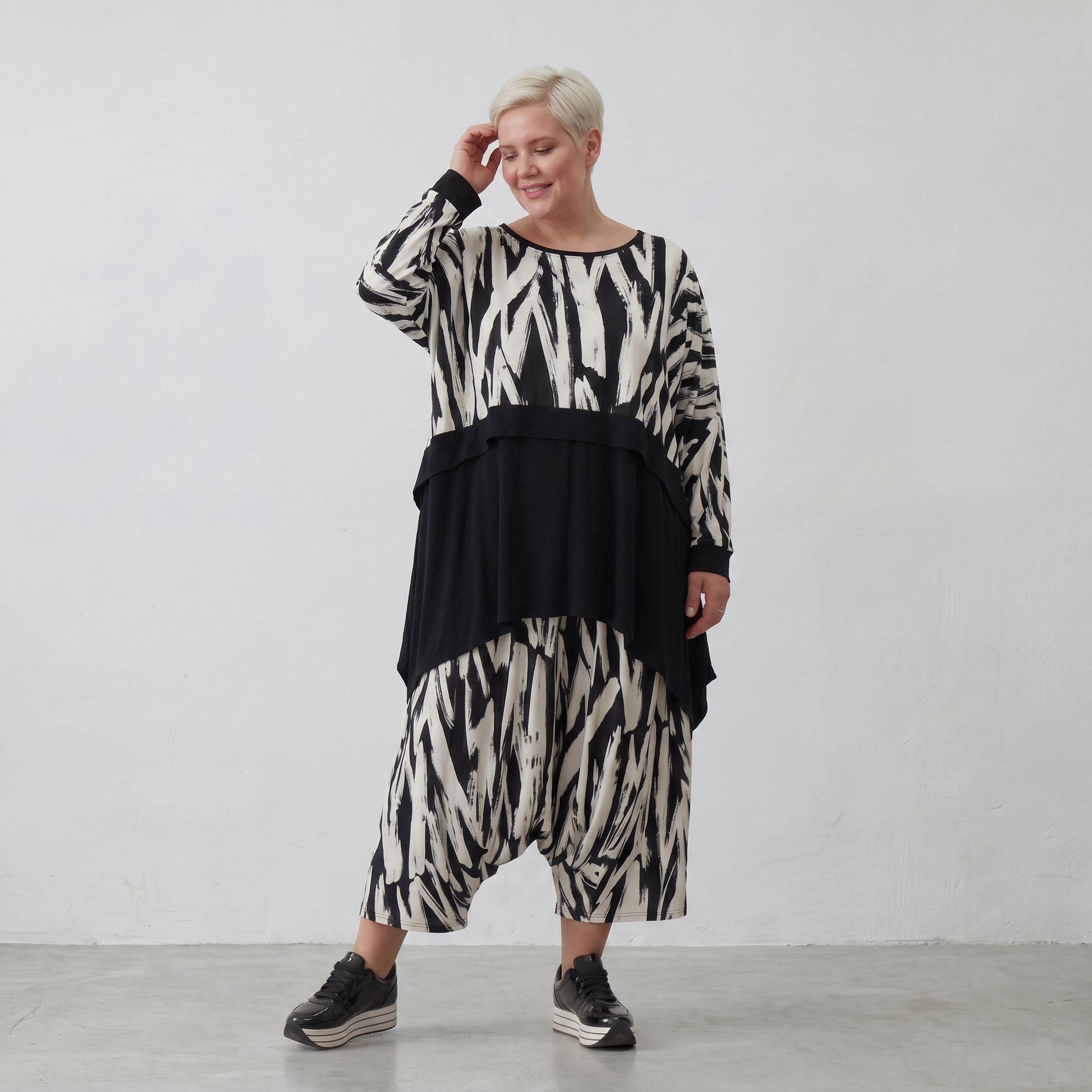 AKH Fashion Überwurf 7011 Donna, Weiß/Schwarz
